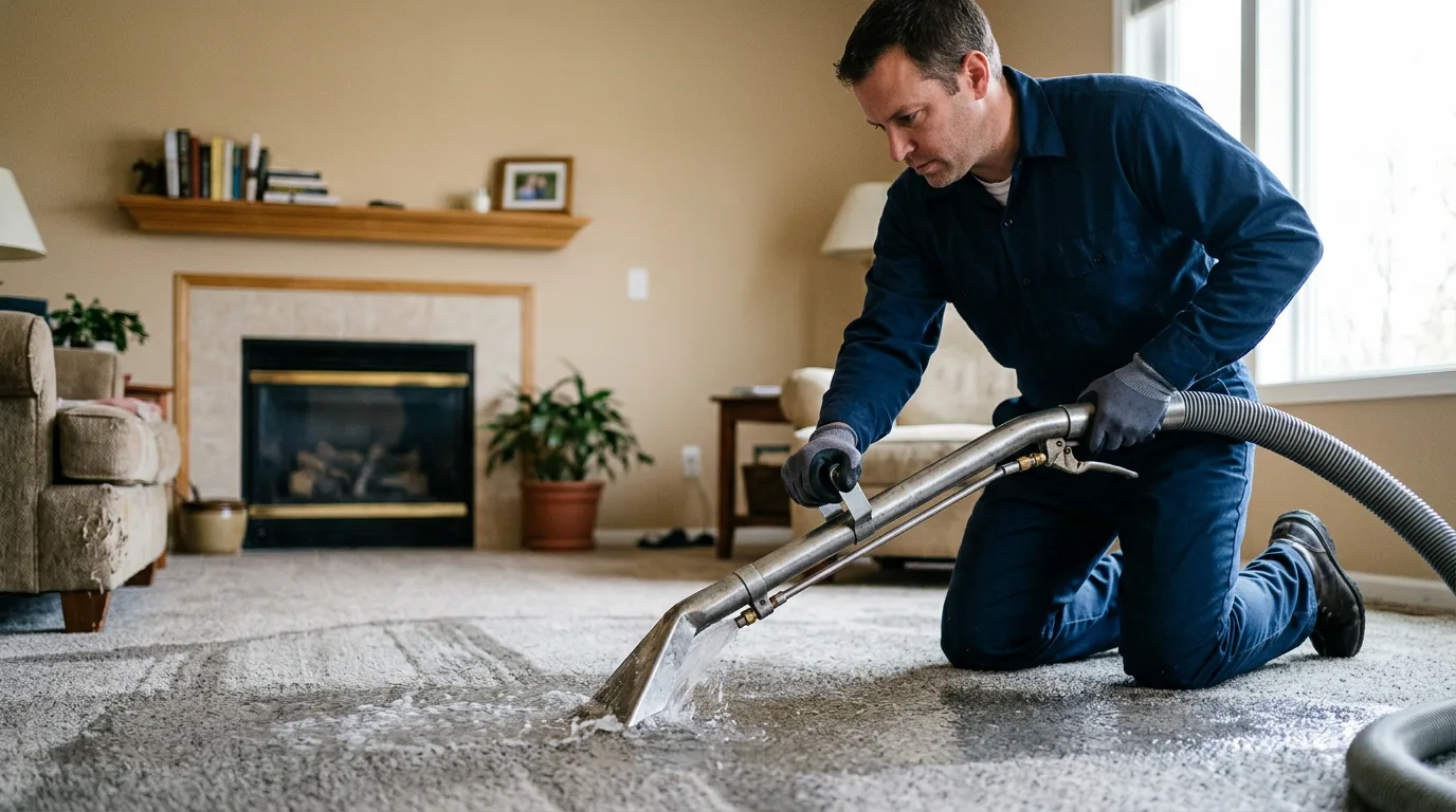 Water damage restoration technician working near Wayzata, MN